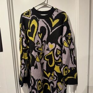 The Ragged Priest Black and Yellow Heart Long Sleeve Dress